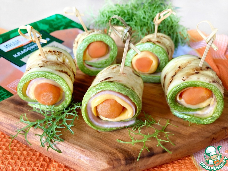 Закусочные рулеты из кабачков