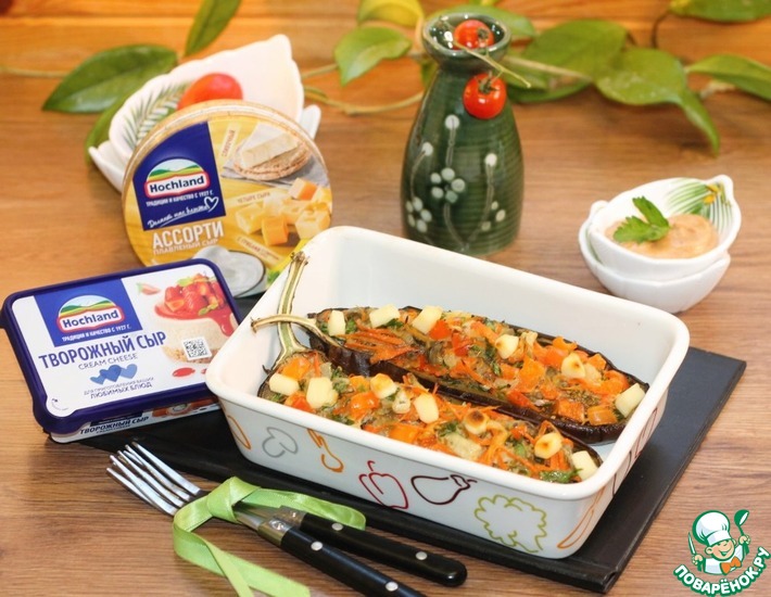 Лодочки из баклажана с творожным сыром