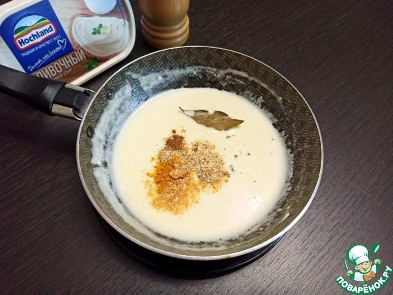 Говяжья корейка с сырным соусом