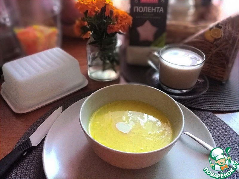 Молочный суп с рисовой полентой