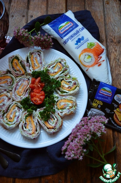 Рулет из лаваша с мясной нарезкой