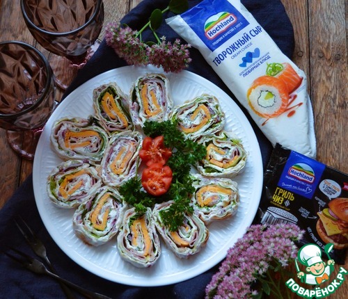 Рулет из лаваша с мясной нарезкой