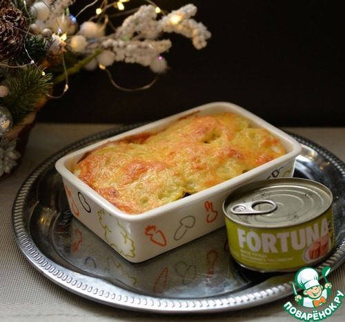 Гратен из картофеля, овощей и тунца