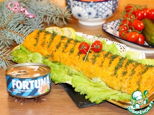 Картофельный рулет с консервированным тунцом