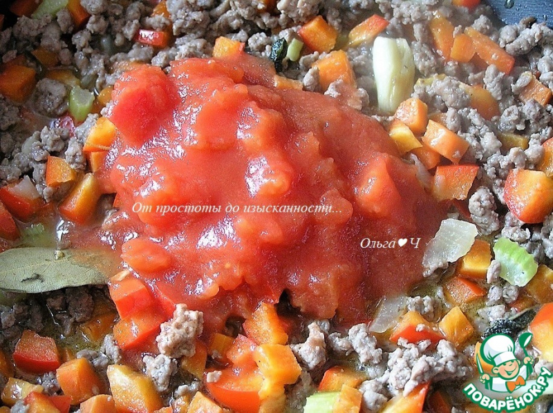 Паста торкио с рагу из ягненка