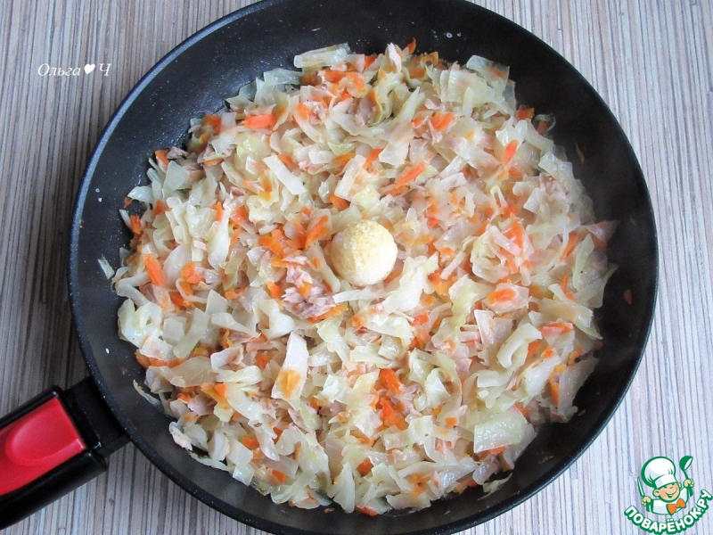 Разборный пирог-ёлочка "Тунец и капуста"