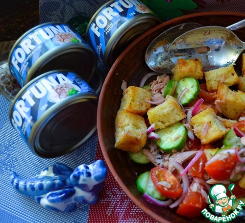 Панцанелла с тунцом и каперсами